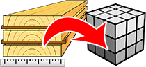 Calculadora de volumen de madera aserrada con separadores de ventilación